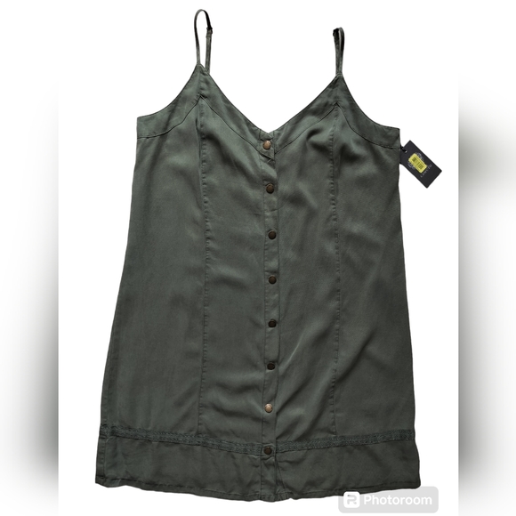 New Vince Camuto olive green casual dress spaghetti straps size L - Picture 3 of 12